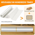 Silicone Baking Mat Roll - Best German Silicone -Heat Resistant Pie Cookie Bread Pizza Macaron Baking Mat, Silicone Pastry Mat, Non-Stick Dough Mat Non-slip Silicone Mat Roll for Countertop Protector