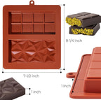 Chocolate Bar Mold Deep Dubai 1 Inch Pistachio Chocolate Bar Silicone Thick Mold for Stuffed Bar, Large Candy Bar Mould for Filling