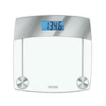 Taylor Digital Scales for Body Weight, Extra Highly Accurate 440 LB Capacity, Unique Blue LCD, Stainless Steel Accents GlassPlatform, 12.4 x 12.4 Inches, Clear