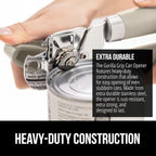GORILLA GRIP Heavy Duty Stainless Steel Smooth Edge Manual Can Opener and Bottle Openers, Soft Comfortable Handle, Oversized Handheld Turn Knob, US Designed Multifunctional Kitchen Tool, Almond