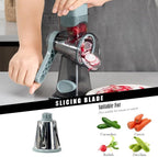 Cheese Grater Vegetable Cheese Shredder Slicer Grater for Kitchen 3 Changeable Blades for Cheese Potato Zucchini Nuts Chocolate (Grey Blue)