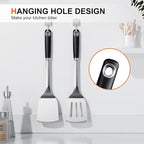 Stainless Steel Spatula Set, 2 Piece Heavy Duty Turner/Metal Spatula, High Heat Resistant Kitchen Cooking Utensils, Ideal Cookware for Frying Steak, Fish, Eggs or Pancakes