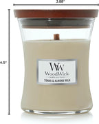 WoodWick Tonka & Almond Milk Gifts for Women and Men, 9.7 oz Medium Hourglass Candle with Crackling Wick