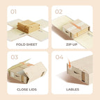 4 Pack Sheet Storage Organizer (King & Queen Size) with handle, Foldable Sheet Set Organizer for Linen Closet, Sheet Organizer for Blanket, Coverlet and Towel, Beige