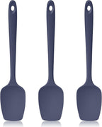 600ºF Heat Resistant Spatulas, High Heat Food Safe Semless Kitchen Silicone Spoon Spoonula Scraper Set for Cooking Baking Mixing Scraping Stirring Nonstick Cookware Pan (3Pcs,Midniaht Blue)