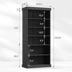 70.8" Tall Black Bookshelf, Farmhouse Modular Bookcase with 6-Tier Adjustable Shelves, Large Storage Cabinet for Home Office, Living Room, Set of 3