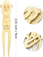 BLUE TOP 100pcs Cute Animals Food picks for Party Bamboo Mini Forks 3.5inch Food picks Bamboo Enviromental material Reuseable Mini Appetizers Picks for Food,Appetizer,Pastry Children's Day