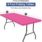 homing Rectangle Table Cloth Cover, Waterproof Polyester Elastic Fitted Tablecloth, Fits for 6 Foot Folding Tables, Washable Table Protector for Picnic, Camping, Outdoor (Rose Pink, 30" x 72")