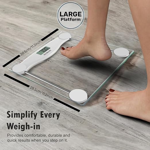 NUTRI FIT Digital Bathroom Scale for Body Weight Loss, Precision Weighing, High Accuracy, 330 lbs Capacity, Step-on Technology with AAA Batteries, Birthday Gifts, Bright White