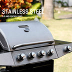 MASTER COOK 4 Burners Gas Grill, 52,000 BTU Cabinet Grill, Propane Grill, with Side Burner, Built with Stainless Steel, Silver&Black
