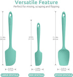 U-Taste Silicone Baking Spatula Set: 480ºF High Heat Resistant, Food Grade Flexible Rubber Kitchen Cooking Mixing Scraper, Food Grade Seamless Utensil for Nonstick Cookware Set of 3 (Aqua Sky)