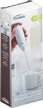Trudeau Battery Milk Frother,Silver/White,9.5 inch