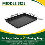 P&P CHEF 12.4 Inch Baking Cookie Sheet Pan, Carbon Steel Oven Tray, Non Stick Bakeware for Cooking Baking Bread Meat Vegetables, Sturdy & Healthy, Easy Clean, 2Pcs