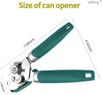 Can Opener Manual, Handheld Strong Heavy Duty Stainless Steel Can Opener, Comfortable Handle, Sharp Blade Smooth Edge, Can Openers with Multifunctional Bottle Opener, Aqua Sky
