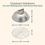 Cuisinart 12.25" Melting Dome with Bonus Wire Rack, Stainless Steel Grill Dome with Vent for Steaming, Smoking & Melting Cheese, Ideal for BBQ, Griddles, and Outdoor Cooking