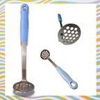 Medium Small Potato masher Egg & Avocado Masher. Sturdy design, comfortable grip, Dishwasher Safe. Stainless steel, lightweight kitchen essential. (Sky Blue)