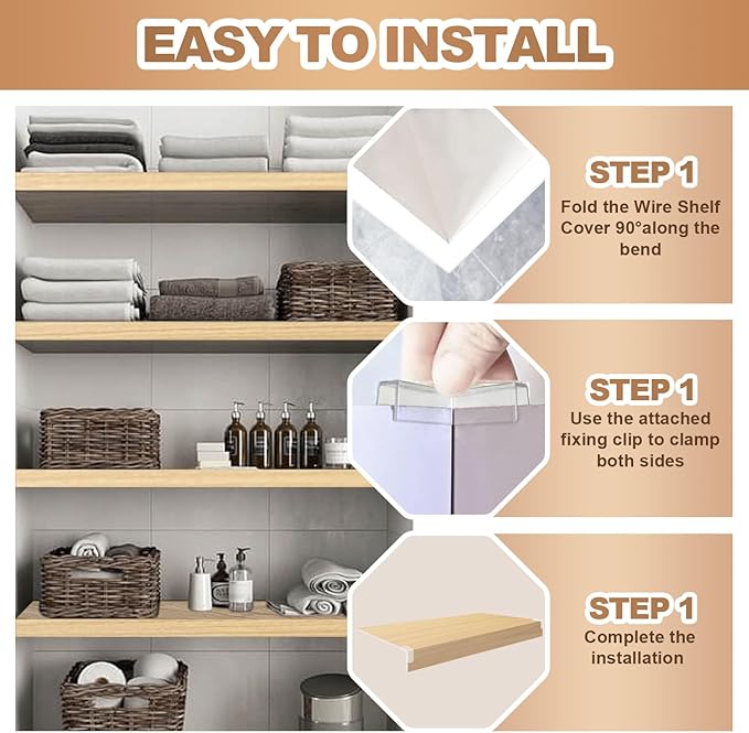 5 Pcs Wire Rack Covers 33x16x2.5 inch PVC Pantry Shelf Cover 0.31 inch Thick Removable Closet Wire Rack Shelf Covers,Decoration Kitchen Bathroom Office Shelving (Wood Color,33x16x2.5inch)