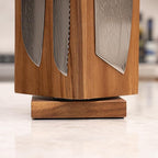 SENKEN Rotating Magnetic Knife Block without Knives, Natural Acacia Hardwood - 360 Degrees Rotation - Ultra Strong Neodymium Magnets, Universal Knife Holder & Storage (Block with Steak Knife Slots)