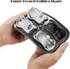 Nax Caki French Bulldog Ice Cube Mold, 4 Hole Fun Shapes Large Frenchie Bull Dog Ice Cube Tray for Whiskey,Cocktail,Bourbon, Cute Novelty French Bulldog Gifts for Decor, BPA Free