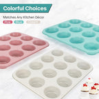 2-Pack Blue 12-Cup Non-Stick Muffin Pan | Healthy Baking | Easy Cleaning Muffin Tin | Durable & Versatile Muffin Cup | Perfect for Mini Cupcakes (Blue)
