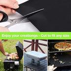Black Grill Mats Set of 6 - Non-Stick Heavy Duty Teflon Grill Sheets for Charcoal, Gas & Electric Smokers