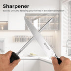 KEEMAKE Knife Block Set, 15Pcs High Carbon Stainless Steel Kitchen Knife Set with Block, Ultra Sharp Knives Set for Kitchen with Knife Sharpener Kitchen Scissors, Forged Chef Knife Set