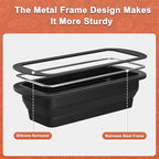 Foldable Silicone Loaf Pan with Metal Reinforced Rim Support - Nonstick Silicone Baking Mold for Homemade Loaf, Bread and Meatloaf - (9"x4"x2.5", Black, 1 Piece)
