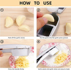 Professional 2 in 1 Garlic Press & Slicer,Multifunctional Garlic Mincer Tool with Ergonomic Handle,Effortlessly Crush,Slice and Mince Garlic,Rust-Proof,Easy to Squeeze and Clean,Dishwasher Safe