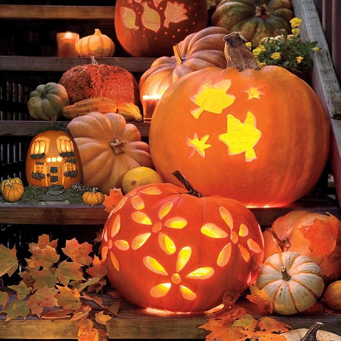 Halloween Pumpkin Carving Tools,Jack-O-Lanterns 13 Piece Professional pumpkin cutting carving supplies tools Kit stainless steel lengthening and thickening with Handbag