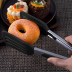 2 Pack Stainless Steel Silicone Cooking & Serving Tongs, 7 & 9 Inch, Black, Locking Handle, Heat Resistant, Dishwasher Safe
