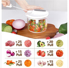 LHS Manual Food Processor Large Vegetable Chopper, 1000ML Pull String Chopper Garlic Mincer Onion Cutter for Veggies,Salad,Fruits, Nuts, BPA Free, WHITE