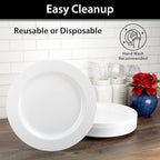 Lillian Tablesettings Premium Quality 10.25 inch Heavyweight Plastic Plates China Like, Wedding and Party Dinnerware Plastic Plates, White Pearl - Value Pack 120 Count