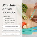 Starpack 'Finger Loving' Kid Safe Kitchen Knife Set of 3 - Kids Knife Set for Real Cooking - Serrated Edges Toddler Knives Set for 3+ Year Olds - Montessori Knive Set - BPA-Free Nylon Knives for Kids