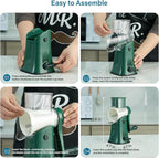 Rotary Cheese Grater Hand Crank, 5 Blades Cheese shredder, Stronger Suction, Easy to Clean for Fruit, Vegetables, Nuts, Green