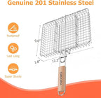 ORDORA Grill Basket, Fish Grill Basket, Rustproof Stainless Steel BBQ Grilling Basket for Meat,Steak etc, Grill Accessories,Grilling Gifts for Men Dad