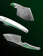 7 inch Nakiri Knife, Japanese VG-10 Damascus Steel Meat Cleaver, Ultra Sharp Vegetable Knife with Full-tang Handle in Green Resin, LA-S9 Series