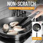 HOTEC Premium 7 & 9 Inch Kitchen Tongs, Stainless Steel Locking Cooking Tongs with Silicone Tips, Non-Scratch & Heat Resistant, Serving Tongs for Salad, BBQ, Black, Set of 2