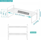 iPEGTOP 3 Pack Large Expandable Cabinet Storage Shelf, Heavy Duty Stackable Steel Metal Spice Rack Adjustable Height Home Office Pantry Garage Shelves for Counter Kitchen Organization, White