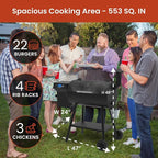 Z GRILLS ZPG 550B2 Wood Pellet Smoker, 8 in 1 BBQ Grill with Latest PID Technology LCD Controller, Auto Temperature Control, Meat Probe, 553 sq in Black