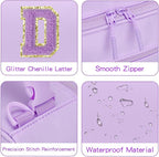 Initial Insulated Lunch Bag for Girls Kids, Back to School Gift, Reusable Leak-proof Lunch Box with Adjustable Strap for School Daycare Travel Picnic (Purple,D)