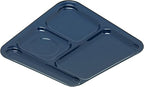 Carlisle FoodService Products Plastic Food Tray, Right-Hand 4-Compartment Tray for Schools, Dining Halls, and restaurants, Melamine, 10 x 9.75 Inches, Blue