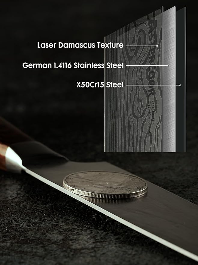 Astercook Chef Knife, 8 Inch Professional Kitchen Chef Knife, German High Carbon Stainless Steel Ultra Sharp Knife, Chefs Knives with Ergonomic Handle and Gift Box