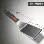 Small Spatula for Cast Iron Skillets, Full Tang silicone Handle, Heat Resistant, Commercial Grade Heavy Duty Turner, Press Burger Spatula Turner for Flipper, Cooking, Serving, 2.7" Wide