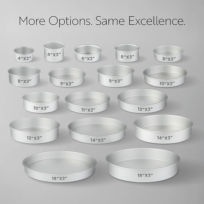 Restaurantware-Met Lux 14 x 2 Inch Straight-Sided Baking Tins, 12 Round Cake Pans - Oven-Ready, Freezable, Anodized Aluminum Round Baking Pans, Greaseproof, For Layer Birthday Cakes