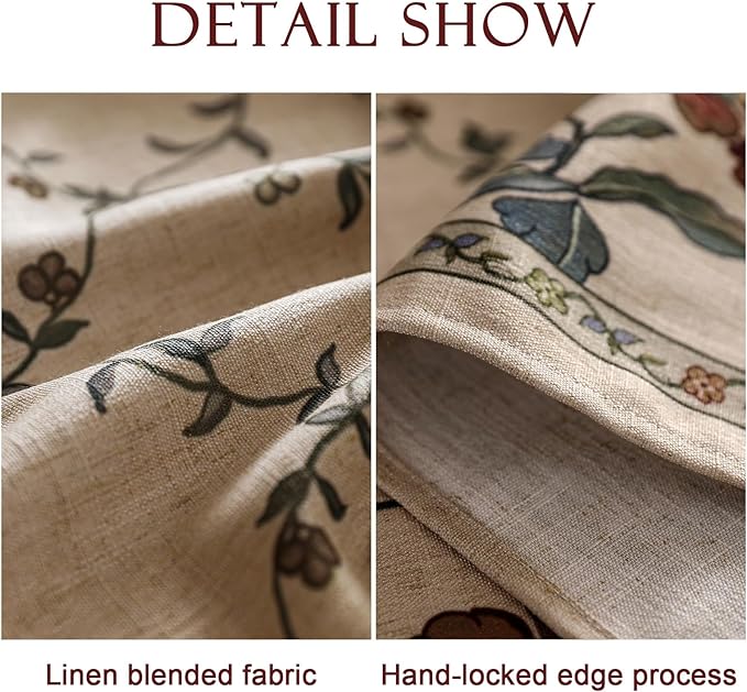 patdrea Designer Linen French Tablecloth for Rectangle Table,Fall Country Breathable Floral Tablecloths,Table Cover for Kitchen Dining,Tea Party,Christmas,Thanksgiving,55"x87"-Oliveirad