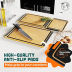 Earth’s Dreams Wood Cutting Board Set 3-Piece: Small, Large & Extra Large - Charcuterie Board, Non-Plastic, Non-Toxic, Heavy-Duty, Dishwasher Safe (Tan/Black)
