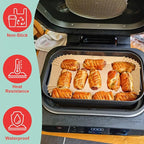 Air Fryer Basket & Paper Liner for Ninja FG551 Foodi Smart XL 6-in-1 Indoor Grill,Non-Stick Air Frying Combo Crisper Basket for Ninja Air Fryer Accessories Disposable Parchment Paper 100-Pack