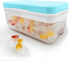 Satax Silicone & Plastic Ice Cube Trays with Lids and Bin - Durable, BPA-Free, Easy Release, Perfect for Cocktails, Coffee & More (1, blue)