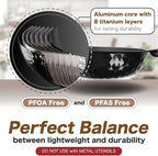Diamond X Premium Non Stick Wok Pan - 11" Large Flat Bottom Chinese Wok - Woks & Stir-fry Pans Nonstick - Titanium-Coated 8-Layered Korean Engineered Skillet for Frying, Oil-Free, PFOA-Free