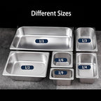 5 Pack Stainless Steel Hotel Pans，1/6 Size，6"" Deep Steam Table Pan，Commercial Food Storage Containers Stackable Metal Steamer Pan for Hotel Restaurant Buffet Party (1/6 Size x 6" Deep)